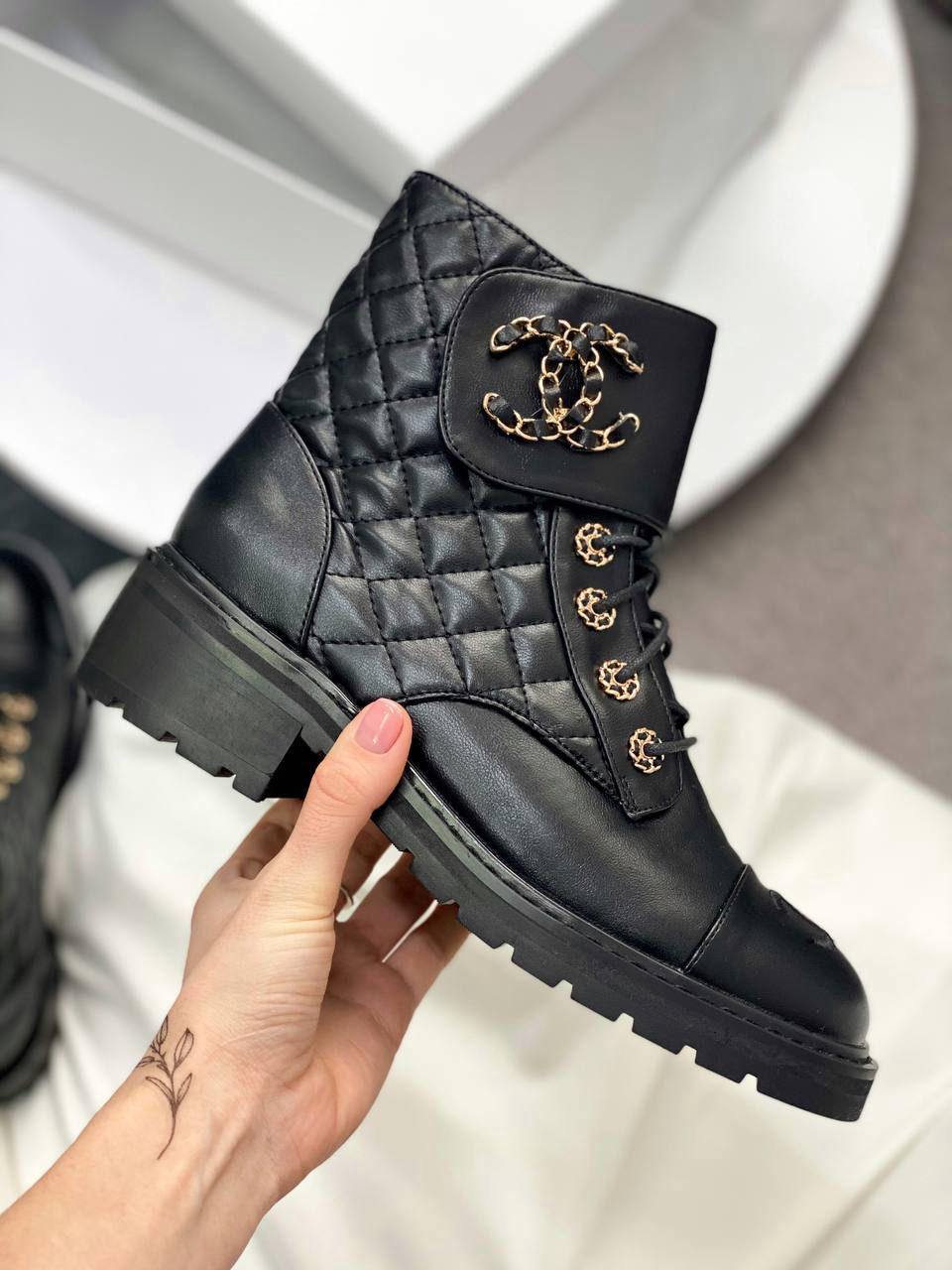 Dior Lace-up Boots Black Мех — фото 6