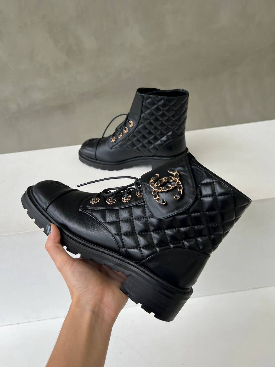 Dior Lace-up Boots Black Мех — фото 2