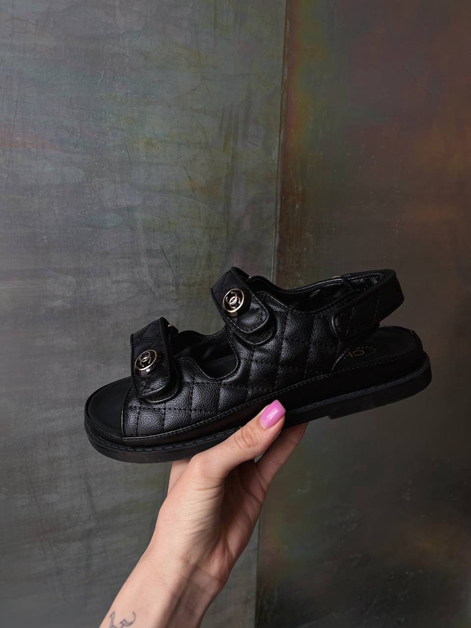 Chanel Sandals Black Leather LUX — фото 3