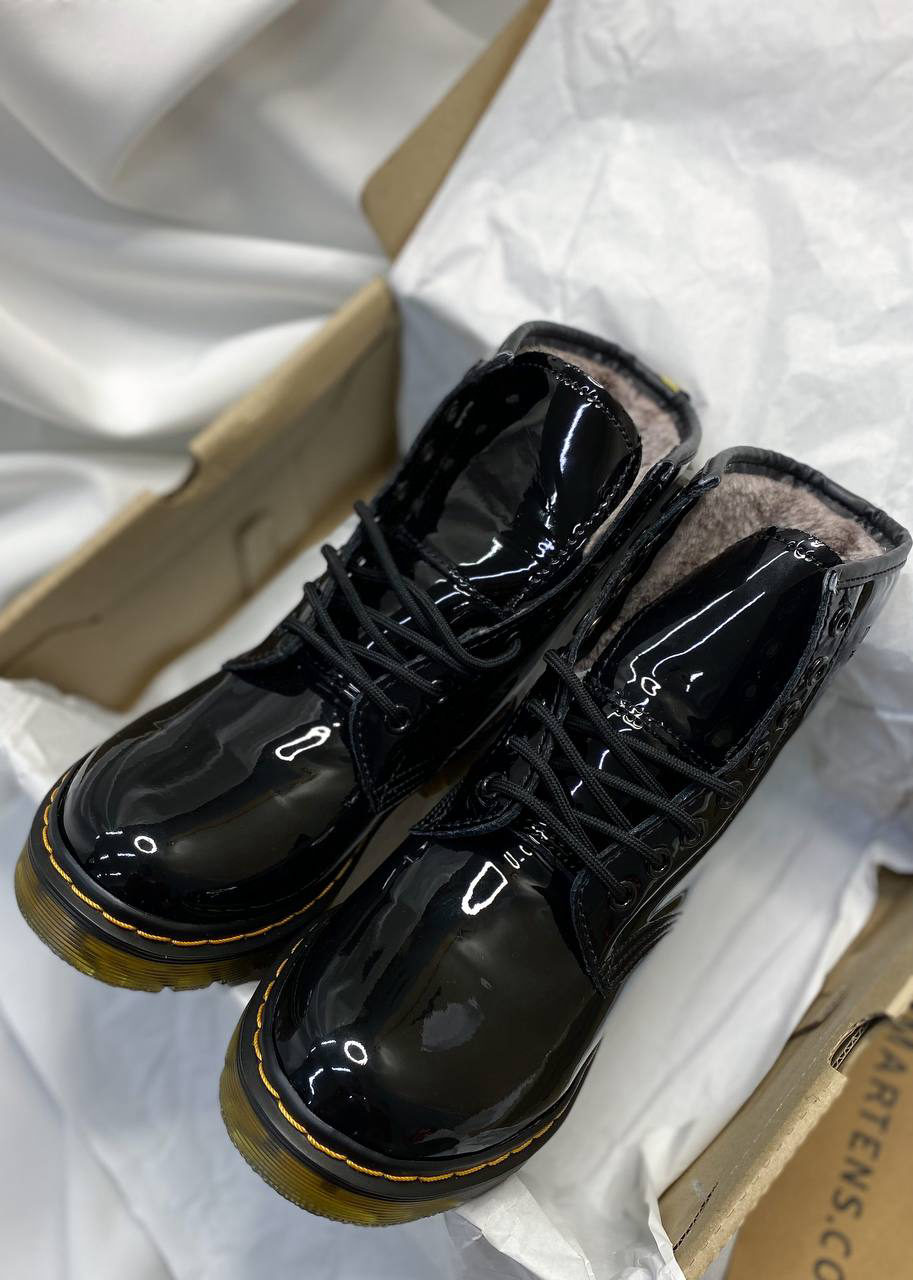 Dr. Martens 1460 Black Gloss Мех (Распродажа) — фото 2