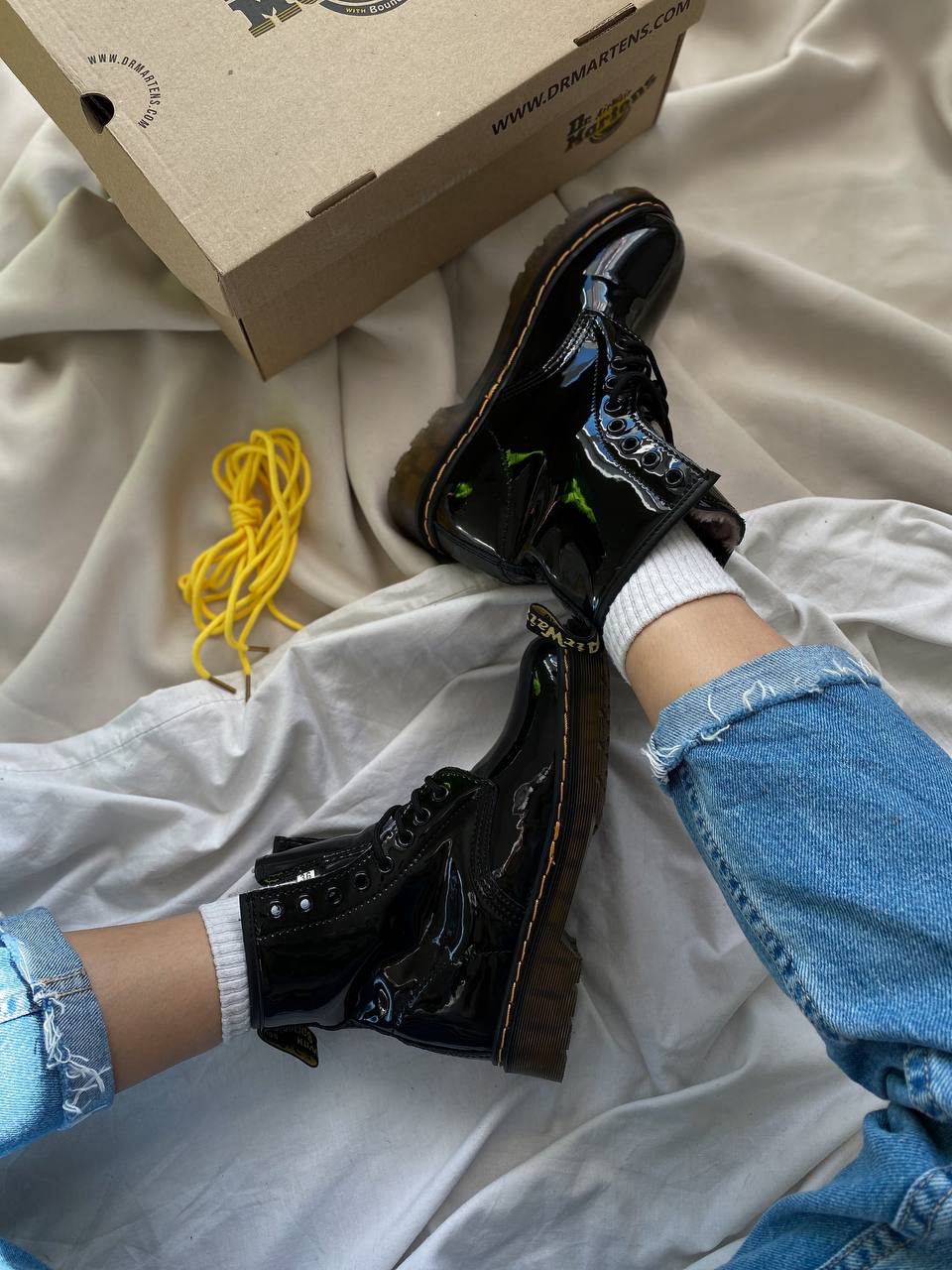 Dr. Martens 1460 Black Gloss Мех (Распродажа) — фото 3