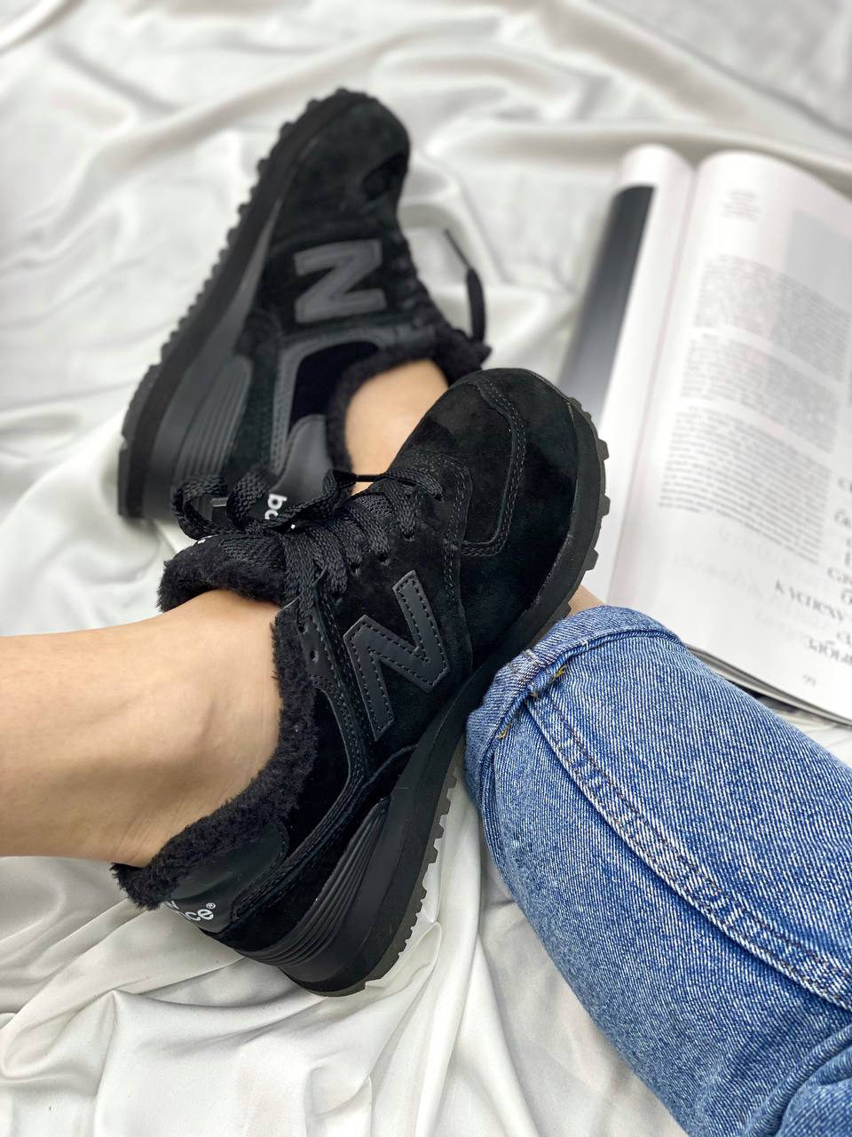 New Balance 574 Total Black Fur — фото 6
