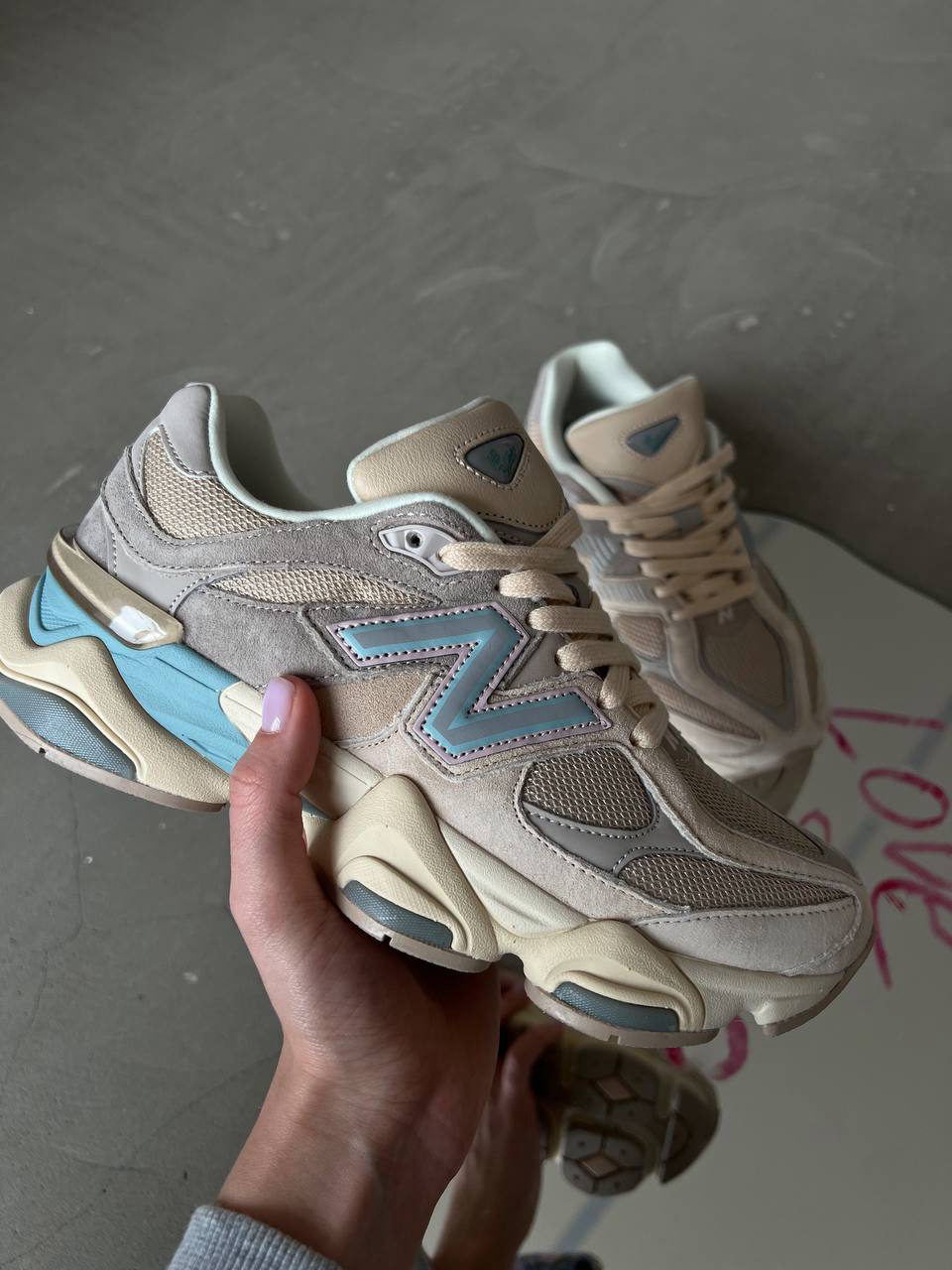 New Balance 9060 Ivory Cream Pink Sand — фото 2