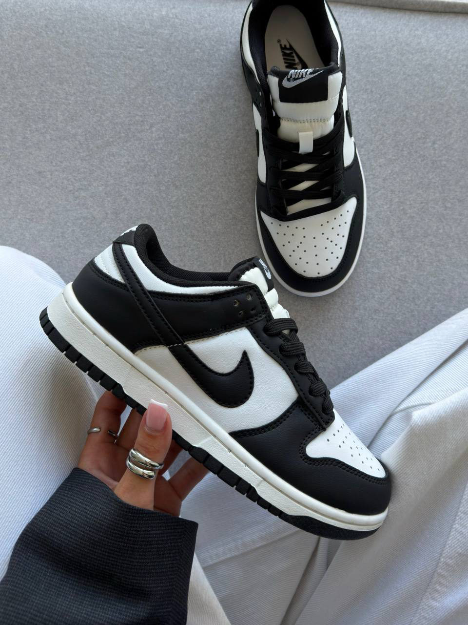 Nike SB Dunk Low White Black — фото 2