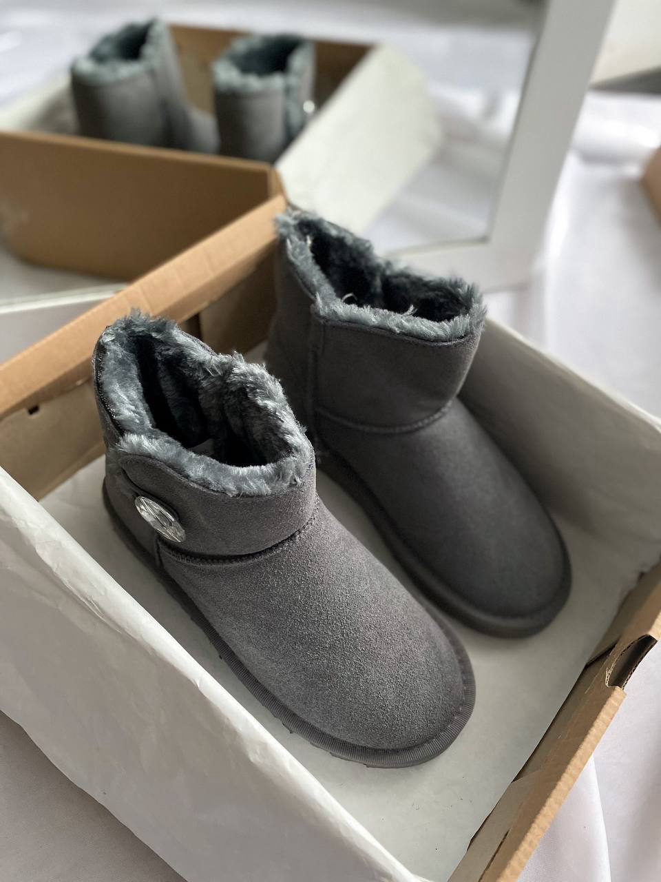 UGG Mini Bailey Button Bling Grey (Распродажа) — фото 2