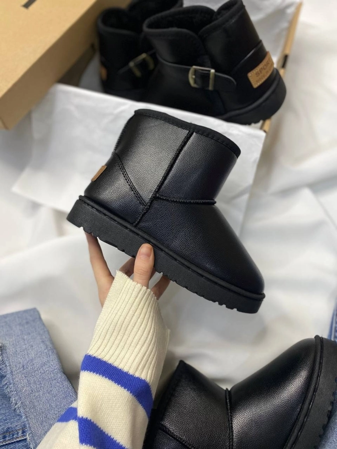 Ugg Mini Black Leather No logo, арт. B051-229077 — фото 1